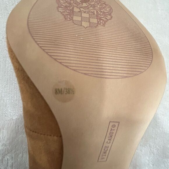 Vince Camuto Shoes Women’s Size 8M Taupe Villona Suede Pump Block High Heel - Picture 10 of 12